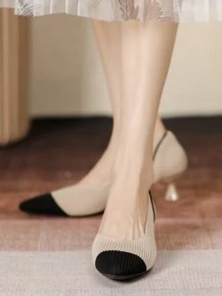 Women Minimalist Color-block Breathable Mesh Fabric Kitten Heel Pumps -Zolucky Sales Store 27237ee9066dd6dfa526845473b3e659