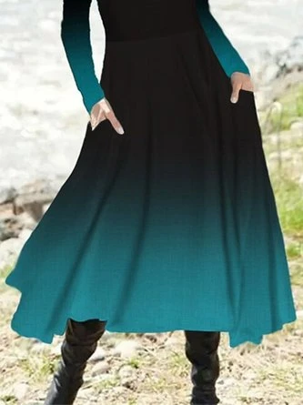 Ethnic Crew Neck Casual Long Sleeve A-Line Dress 2 Ethnic Crew Neck Casual Long Sleeve A-Line Dress - Image 2