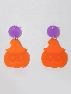 Halloween Cartoon Pumpkin Cat Acrylic Dangle Earrings -Zolucky Sales Store 280e1543ed11304fe0d4f559af3a745e