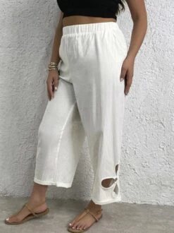 Plus Size Vacation Plain Loose Pants -Zolucky Sales Store 285eff124462ddd5f91d85e98235eb73