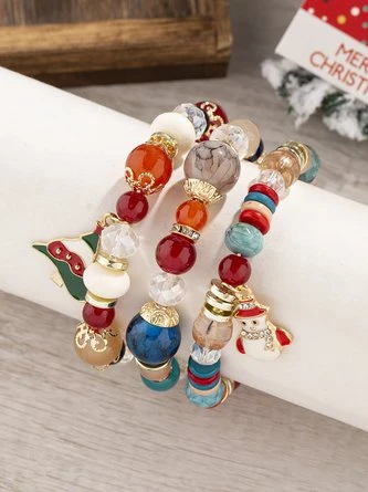 Christmas Cartoon Pendant Bracelet Set Multi-layered Beaded Bracelet 6 Christmas Cartoon Pendant Bracelet Set Multi-layered Beaded Bracelet - Image 6