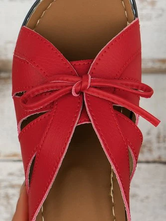 Casual Bowknot Hollow Out PU Comfy Wedge Heel Slide Sandals 12 Casual Bowknot Hollow Out PU Comfy Wedge Heel Slide Sandals - Image 12