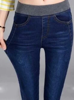 Denim Plain Casual Jeans