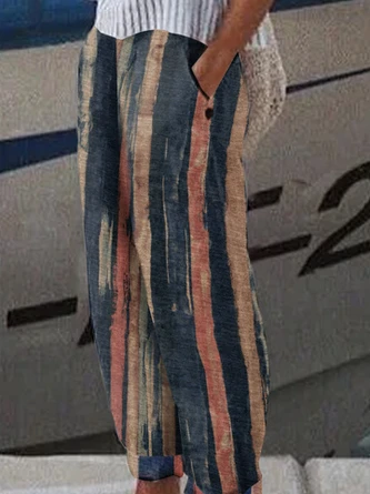 Loose Casual Printing Striped Pants 2 Loose Casual Printing Striped Pants - Image 2