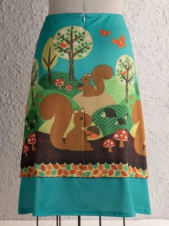 Green Vintage A-Line Animal Printed Skirt 2 Green Vintage A-Line Animal Printed Skirt - Image 2