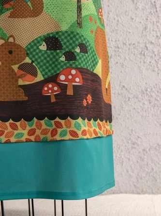 Green Vintage A-Line Animal Printed Skirt 3 Green Vintage A-Line Animal Printed Skirt - Image 3