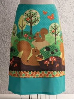 Green Vintage A-Line Animal Printed Skirt