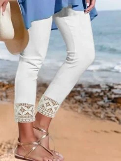 Casual Plain Lace Leggings