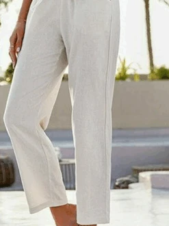 Casual Cotton Solid Pockets Loosen Ninth Pants -Zolucky Sales Store 2ac13a4e3daff9594cd884483d9b851d