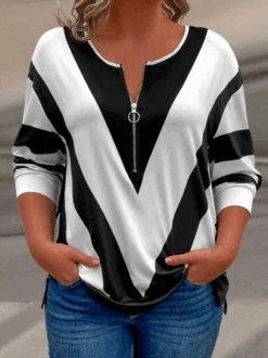 Plus Size Casual Crew Neck Abstract Graphic Loose T-Shirt