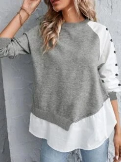 Loose Crew Neck Knitted Casual Top Tunic