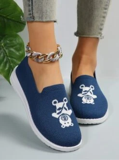 Casual Cartoon Beer Mesh Fabric Slip On Shoes