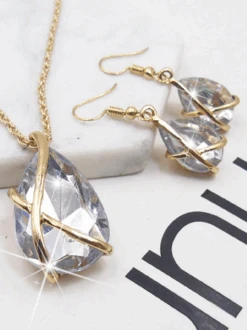 Droplet Cross Cutout Necklace Earrings Set -Zolucky Sales Store 2bad11f7febfe95511ca11f6d5d6d65d