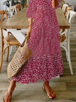 Loose Casual Disty Floral V Neck Dress 5 Loose Casual Disty Floral V Neck Dress -Zolucky Sales Store 2bed0bb1d0eb7bba5ba19eefa2d32e03