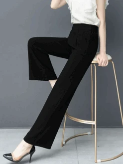 Plain Daily Basic Casual Loose Straight Ankle Pants With Pockets -Zolucky Sales Store 2bedd49e3b03ed0307b4e6d6acf685a8