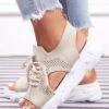 Breathable Hollow Out Lace Up Front Slip On Sports Sandals
