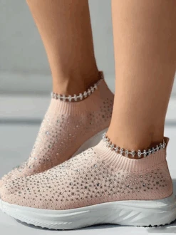 Casual Plain Hot Drilling Mesh Fabric Flyknit Sneakers -Zolucky Sales Store 2d06da3f76f99cbba9724dcabfcf2a17