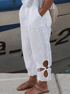 Plus Size Vacation Plain Loose Pants