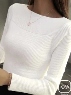 Yarn/Wool Plain Casual Winter Heavyweight H-Line Regular Fit Crew Neck Sweater