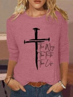 Women's Christian Cross Casual Shirt -Zolucky Sales Store 2d3d8628bba542f3b8bdea81f1f70684