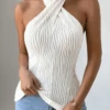 Casual Jacquard Halter Tight Tank Top