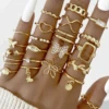 Creative Personality Geometric Metal Style Stacked Joint Ring Cross-border New European Alloy Ring 23-piece Set