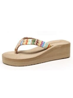Women Multicolor Braided Beach Flip-Flops -Zolucky Sales Store 2e06e85c1f80c367685de61791f86445