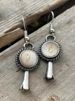 Vintage Turquoise Short Earrings Distressed Ethnic Style -Zolucky Sales Store 2e705212db075b821887f2a119e96b21