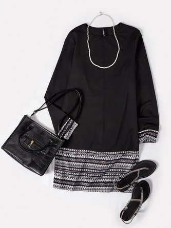 Crew Neck Geometric Casual Dress 12 Crew Neck Geometric Casual Dress - Image 12