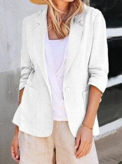 Lapel Collar Plain Loose Blazer