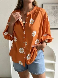 Plus Size Halloween Hallothanksmas Loose Daisy V Neck Casual Blouse -Zolucky Sales Store 2f29a18544b90b1d275f1e90d5dc4200