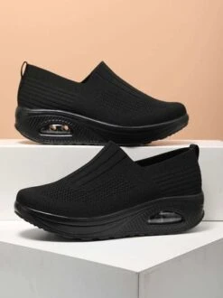 Breathable Air Cushion Platform Slip On Flyknit Sneakers -Zolucky Sales Store 2f76f2b6ea931a8c4db4a7c4048504f8