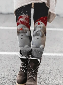 Christmas Holiday Cute 3D Print Daily Casual Medium Elasticity Tight Long Legging