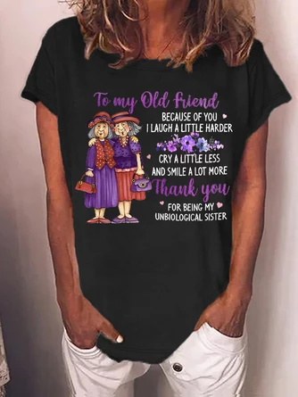 Women's Funny Old Friend Smile A Lot More Graphic Printing Text Letters Cotton-Blend Crew Neck Casual T-Shirt 2 Women's Funny Old Friend Smile A Lot More Graphic Printing Text Letters Cotton-Blend Crew Neck Casual T-Shirt - Image 2