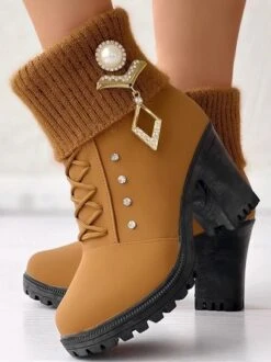 Leather Autumn Chunky Heel Riding Boots