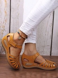 Vintage Floral Cutout Velcro Casual Sandals -Zolucky Sales Store 3092fbdf8b3bd2d4f774d3472207f371