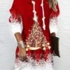 Christmas Casual Loose Long Sleeve Tunic Dress Xmas Dress