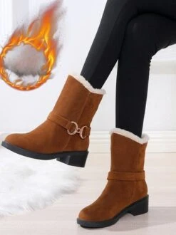 Faux Suede Plain Winter Thick Bottom Cotton-Padded Boots -Zolucky Sales Store 3169a77f9c73633b957a766583514f9c