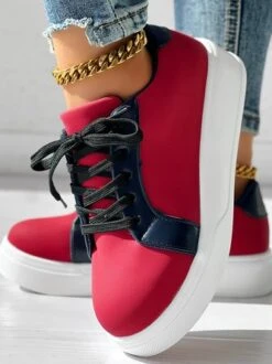 All Season Pu Contrast Stitching Casual Skate Shoes