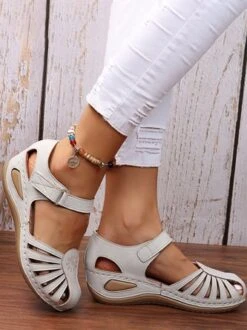 Vintage Floral Cutout Velcro Casual Sandals -Zolucky Sales Store 3241a63255c7c581ec888fa3b752ec5b