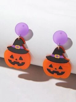 Halloween Cartoon Pumpkin Cat Acrylic Dangle Earrings -Zolucky Sales Store 32582c0fb4ba3e84baa6cf20538a8da2