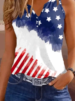 Striped Loose Casual America Flag Half Open Collar Independence Day Tank Top 5 Striped Loose Casual America Flag Half Open Collar Independence Day Tank Top -Zolucky Sales Store 329777c41f5f9ee409f0c0d34efef0c4