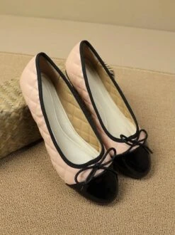 Casual Bow Decor Color Block Quilted Ballet Flats -Zolucky Sales Store 33374e99e91a2f51162bc5b6512ea7bc