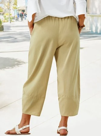 Plus Size Plain Loose Casual Elastic Band Pants 4 Plus Size Plain Loose Casual Elastic Band Pants - Image 4