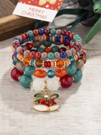 Christmas Cartoon Pendant Bracelet Set Multi-layered Beaded Bracelet 1 Christmas Cartoon Pendant Bracelet Set Multi-layered Beaded Bracelet