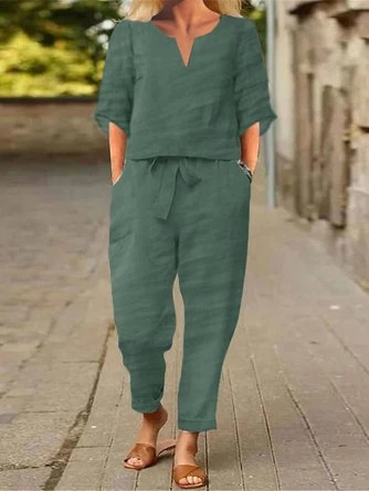 Casual Plain Top With Pants Two-Piece Set 1 Casual Plain Top With Pants Two-Piece Set