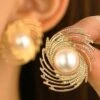Cross-border New Style Pearl Spiral Earrings For Women Ins Style European And American Design Braided Texture Earrings Medieval Earrings