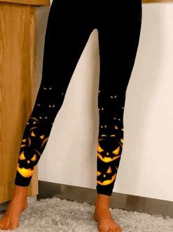 Pumpkin Halloween Casual Tight Jersey Legging With Elastic Band -Zolucky Sales Store 343bea37a1e40e8cc54cfac93079773c