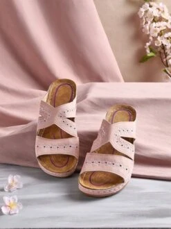 Floral Embroidered Cutout Boho Casual Wedge Slides -Zolucky Sales Store 3454729cc2b6054089e19ca51dac8a71
