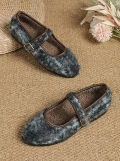 Casual Wool-blend Ombre Adjustable Buckle Mary Jane Shoes -Zolucky Sales Store 34f9e1a0636ff384b69231c88b9f6733
